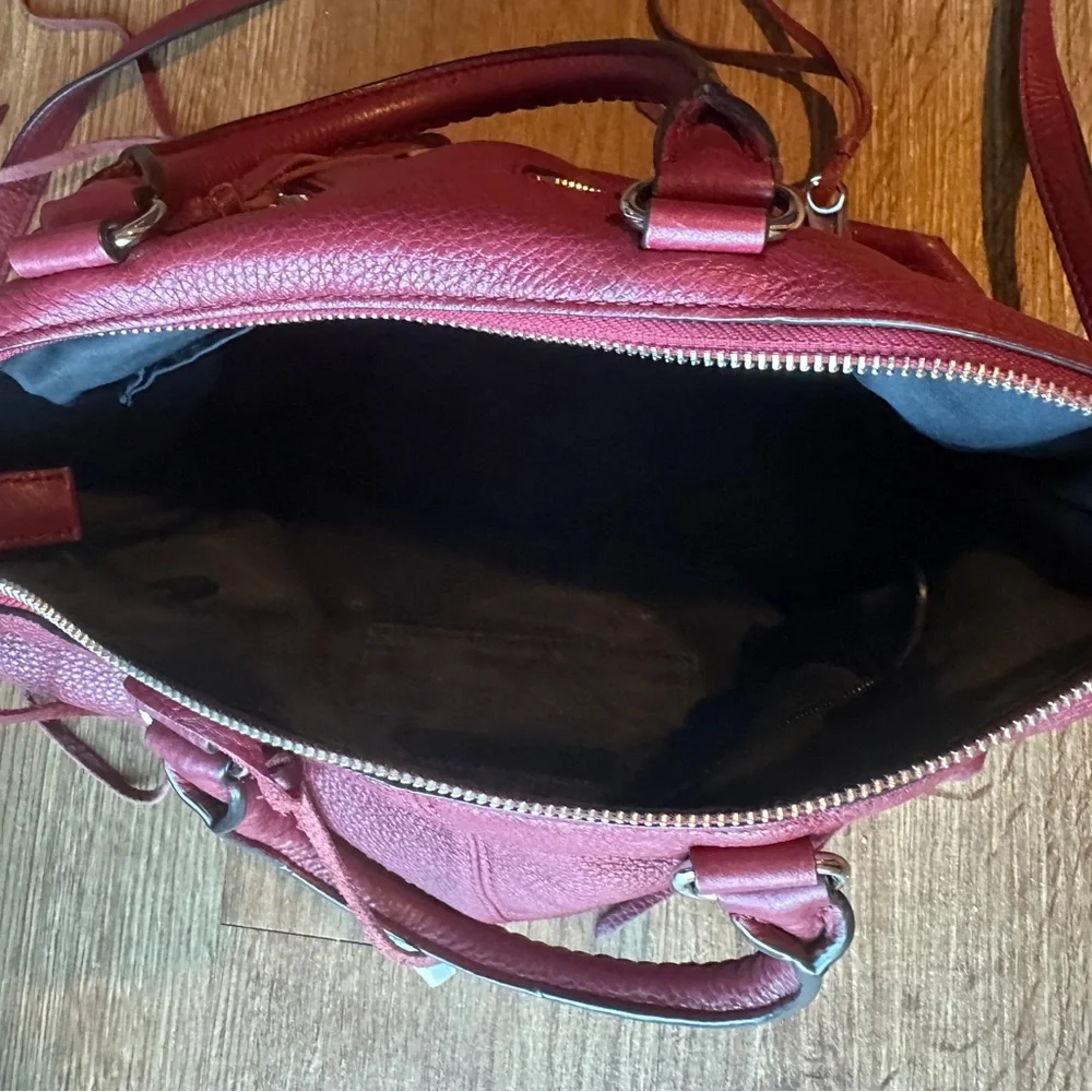 Rebecca Minkoff Genuine Leather 5-Zipper Moto Satchel in Rich Burgundy - Picture 5 of 7